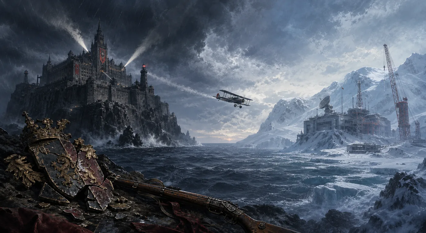 Unofficial editorial route illustration from Rockfort Island to an Antarctic research base
